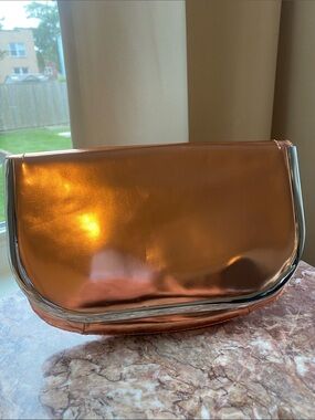 Banana Republic Metallic Rose Gold Frame Clutch Evening Bag Copper & Silver Tone